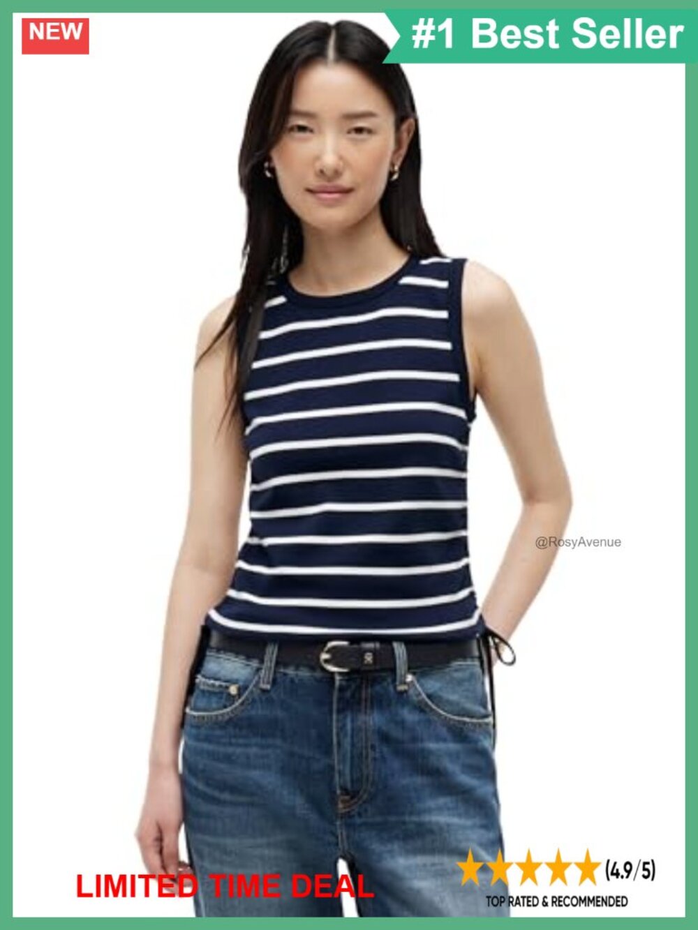 Sleeveless Cotton Crew Neck Tank Top Adjustable Waist Ties Slim Fit